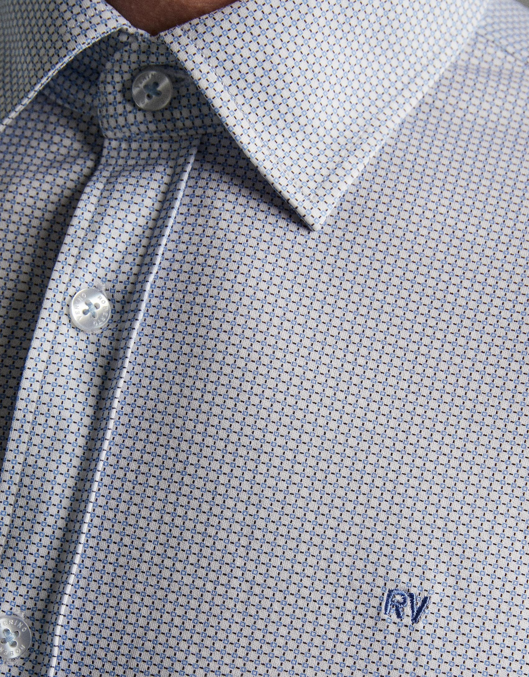 Light blue geometric print knit sport shirt | Roberto Verino