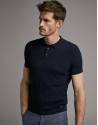 Navy blue tricot polo shirt - Man - SS2020 | Roberto Verino