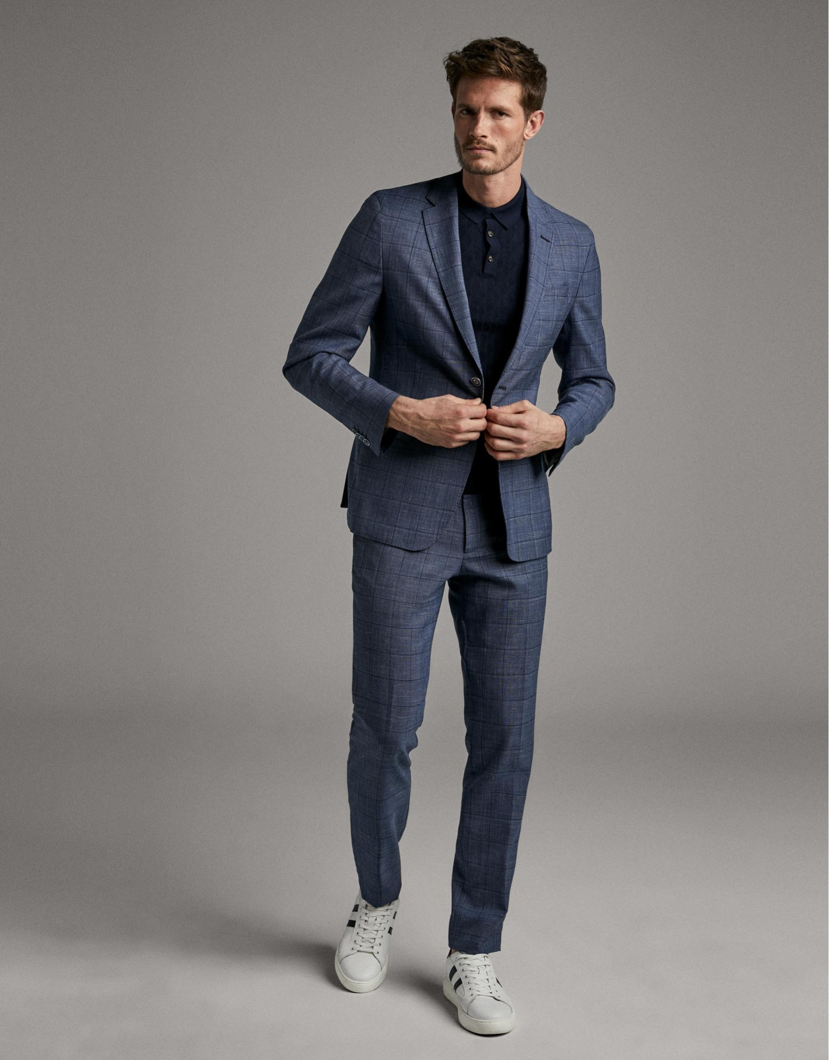 Traje slim cuadros tonos azules - Hombre | Roberto Verino