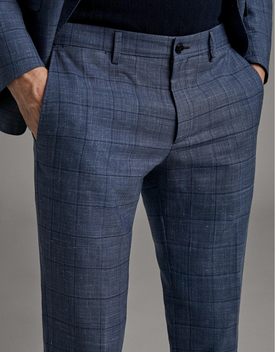 Traje slim cuadros tonos azules - Hombre | Roberto Verino