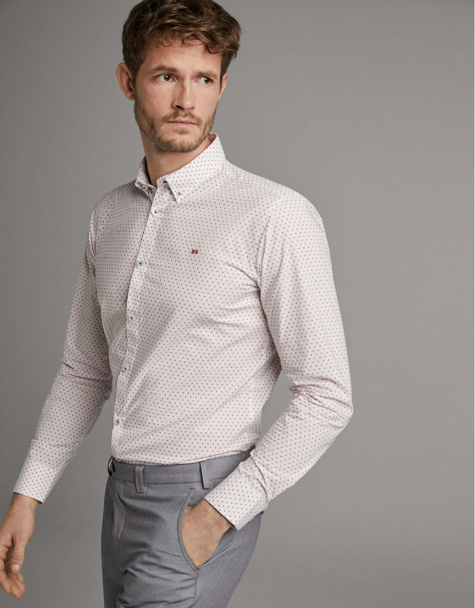 Red dotted print sport shirt - Man - SS2020 | Roberto Verino