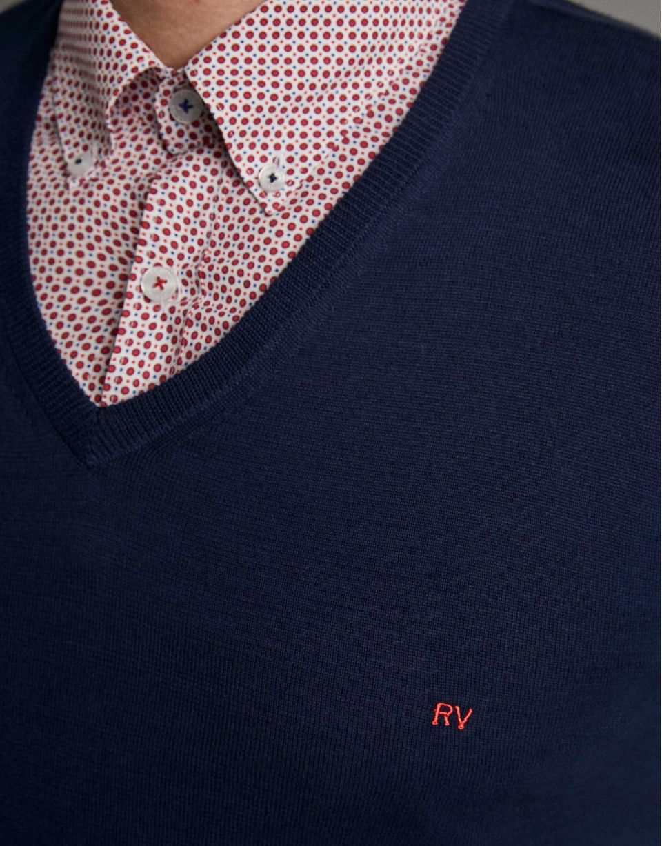 Jersey cuello pico marino - Hombre - PV2020 | Roberto Verino