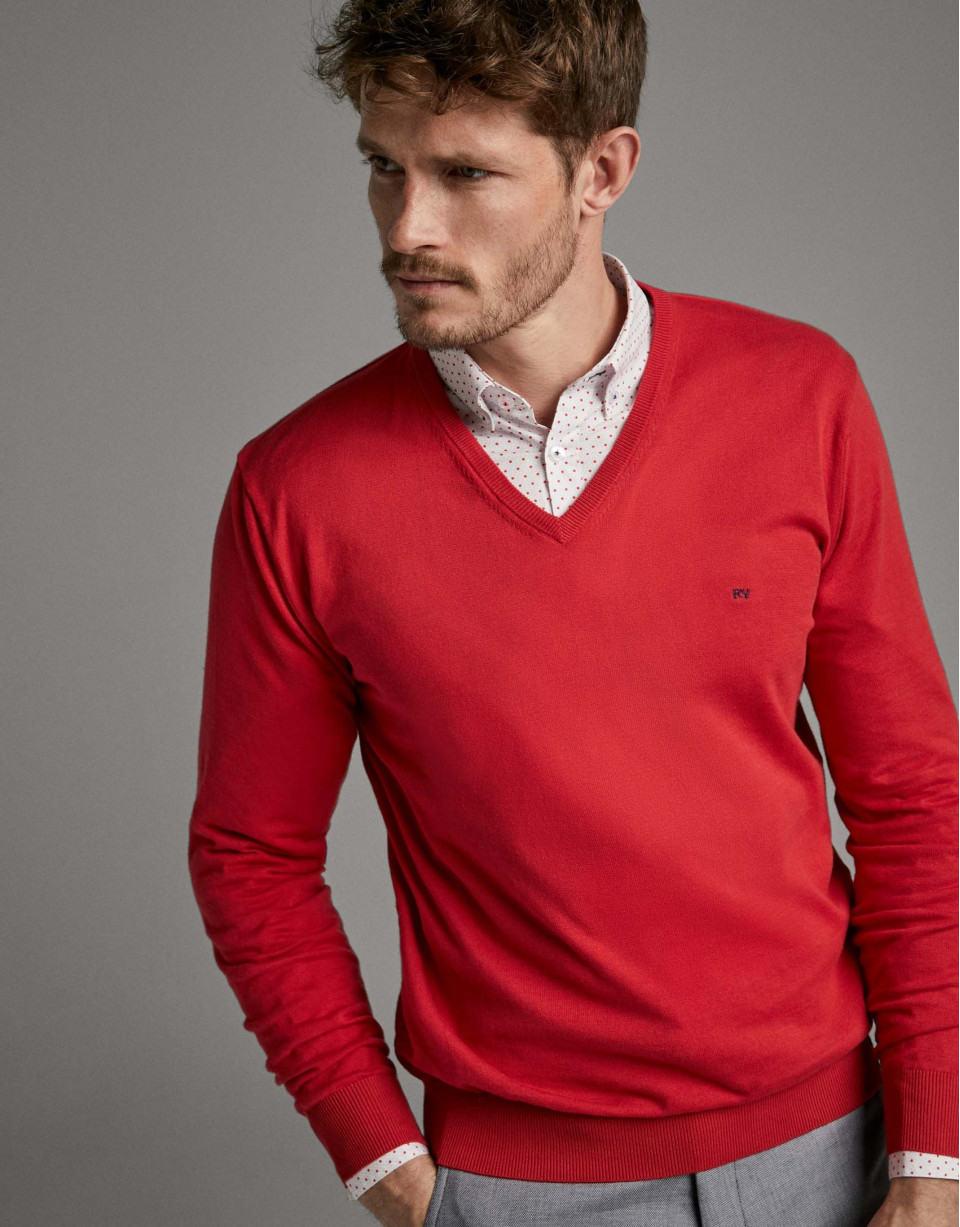 Jersey cuello pico rojo - Hombre - PV2020 | Roberto Verino