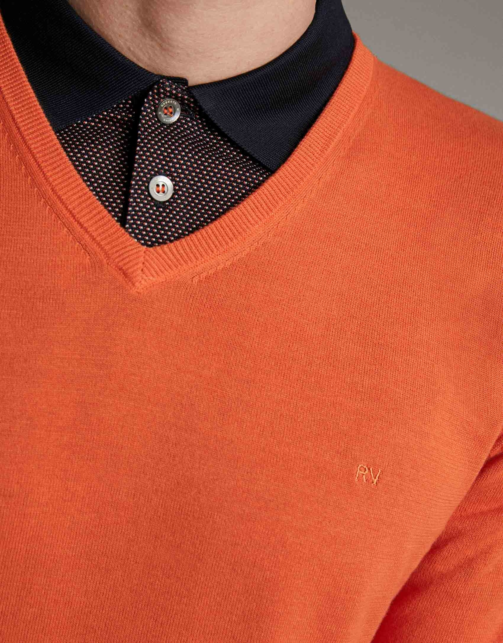 Jersey cuello pico naranja - Hombre - PV2020 | Roberto Verino