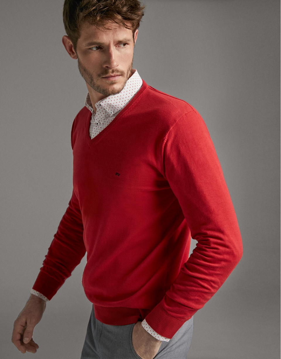 Jersey cuello pico rojo - Hombre - PV2020 | Roberto Verino