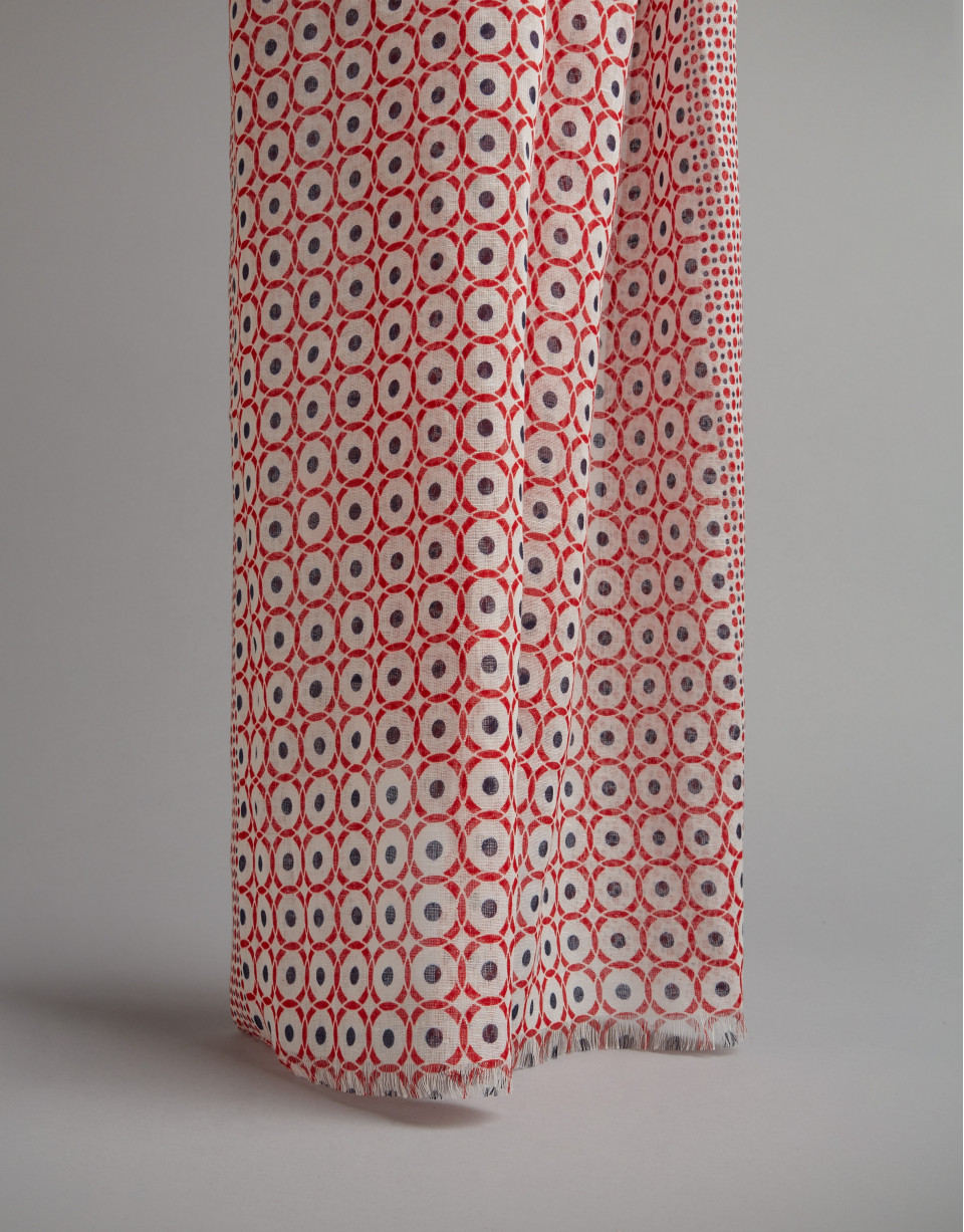 Red and blue geometric print scarf  - Man | Roberto Verino