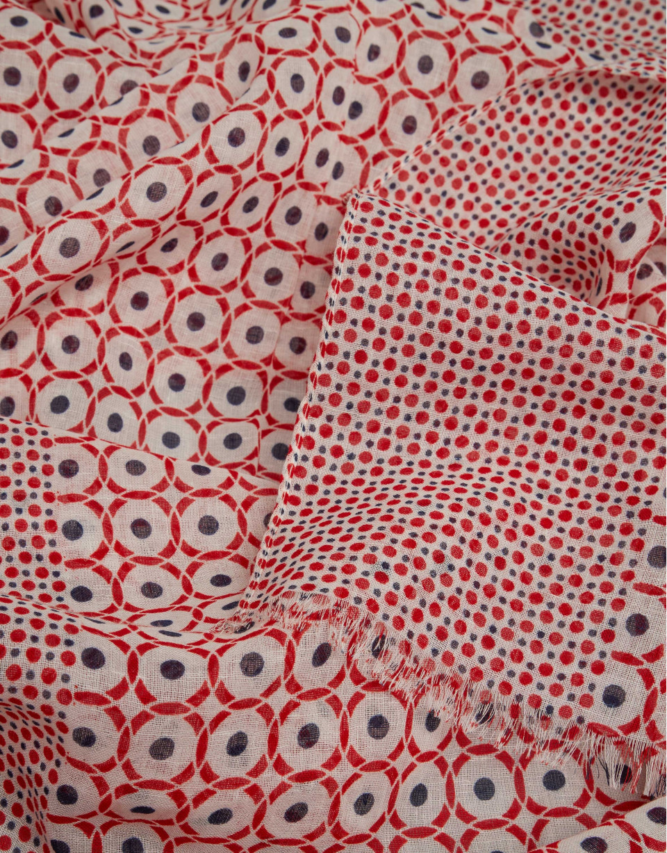 Red and blue geometric print scarf  - Man | Roberto Verino