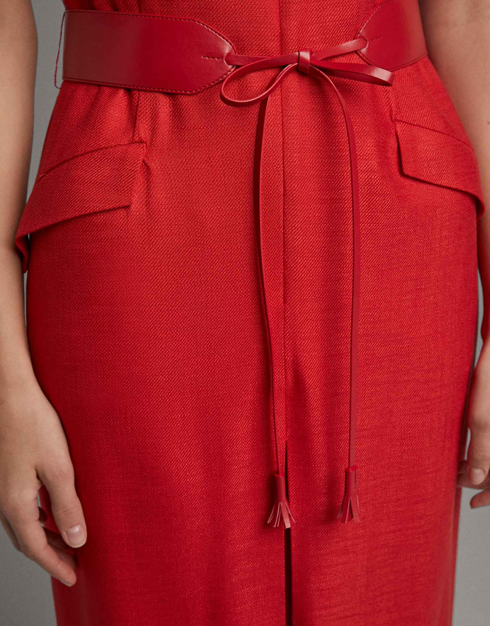 Red shirtwaist dress with short sleeves - Woman | Roberto Verino