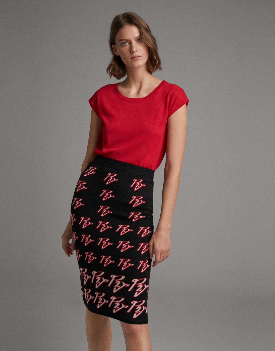 Jacquard skirt with RV logo - Woman - SS2020 | Roberto Verino