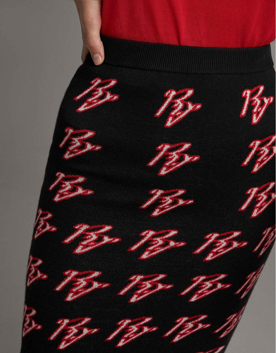 Jacquard skirt with RV logo - Woman - SS2020 | Roberto Verino