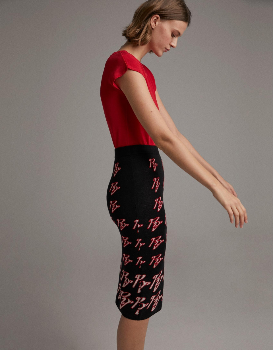 Jacquard skirt with RV logo - Woman - SS2020 | Roberto Verino