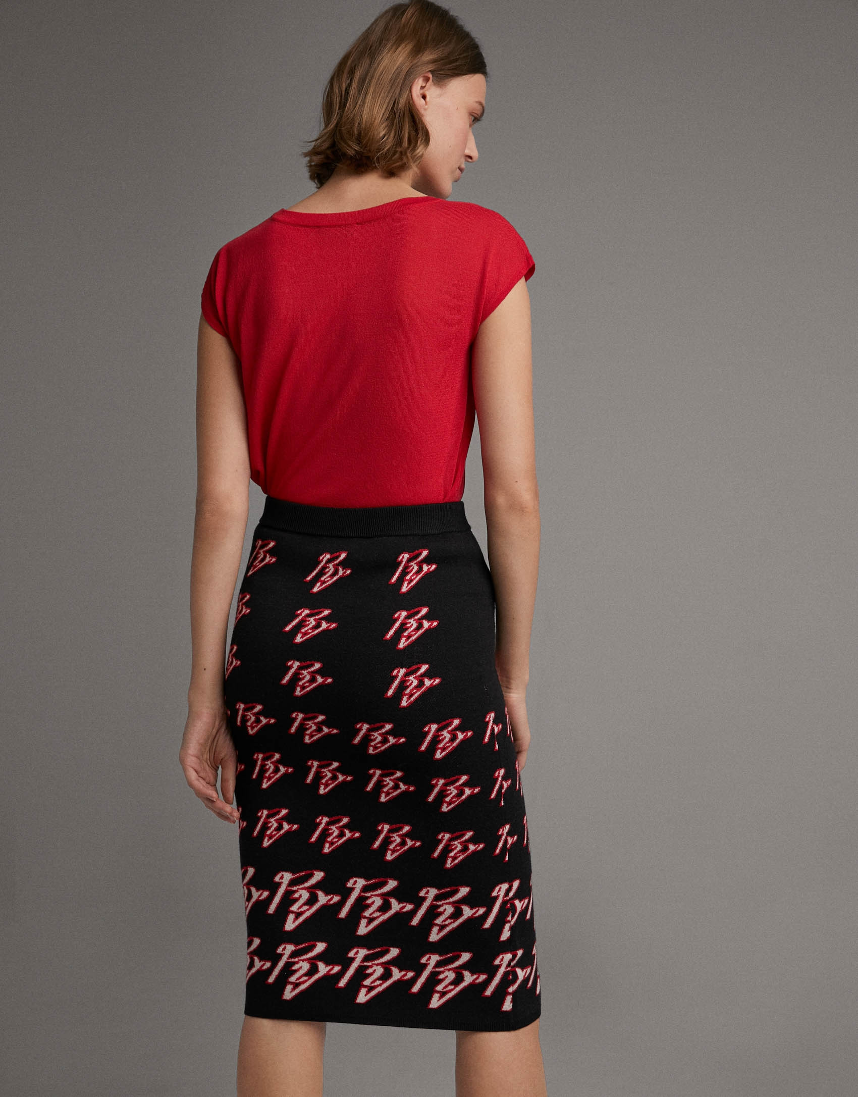 Jacquard skirt with RV logo - Woman - SS2020 | Roberto Verino