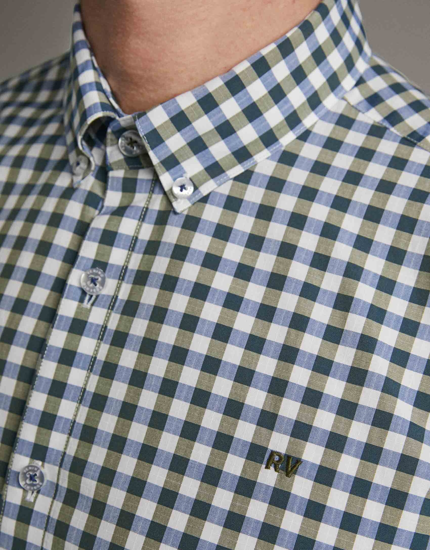 Khaki checked Vichy sport shirt