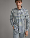Khaki checked Vichy sport shirt