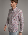 Dark red/blue floral print sport shirt