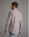 Dark red/blue floral print sport shirt
