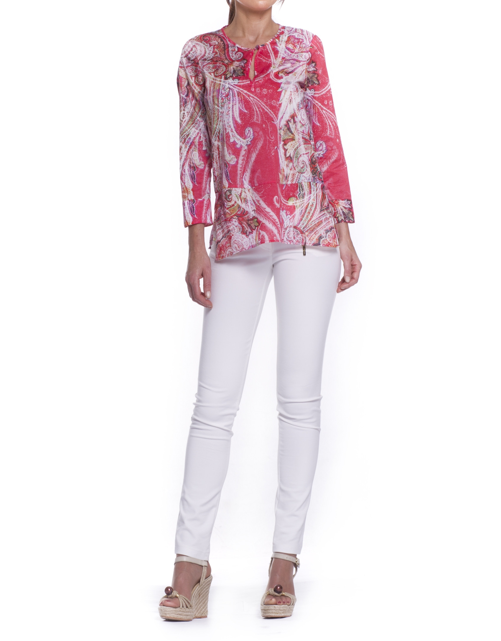 Camisa estampada cuello redondo 