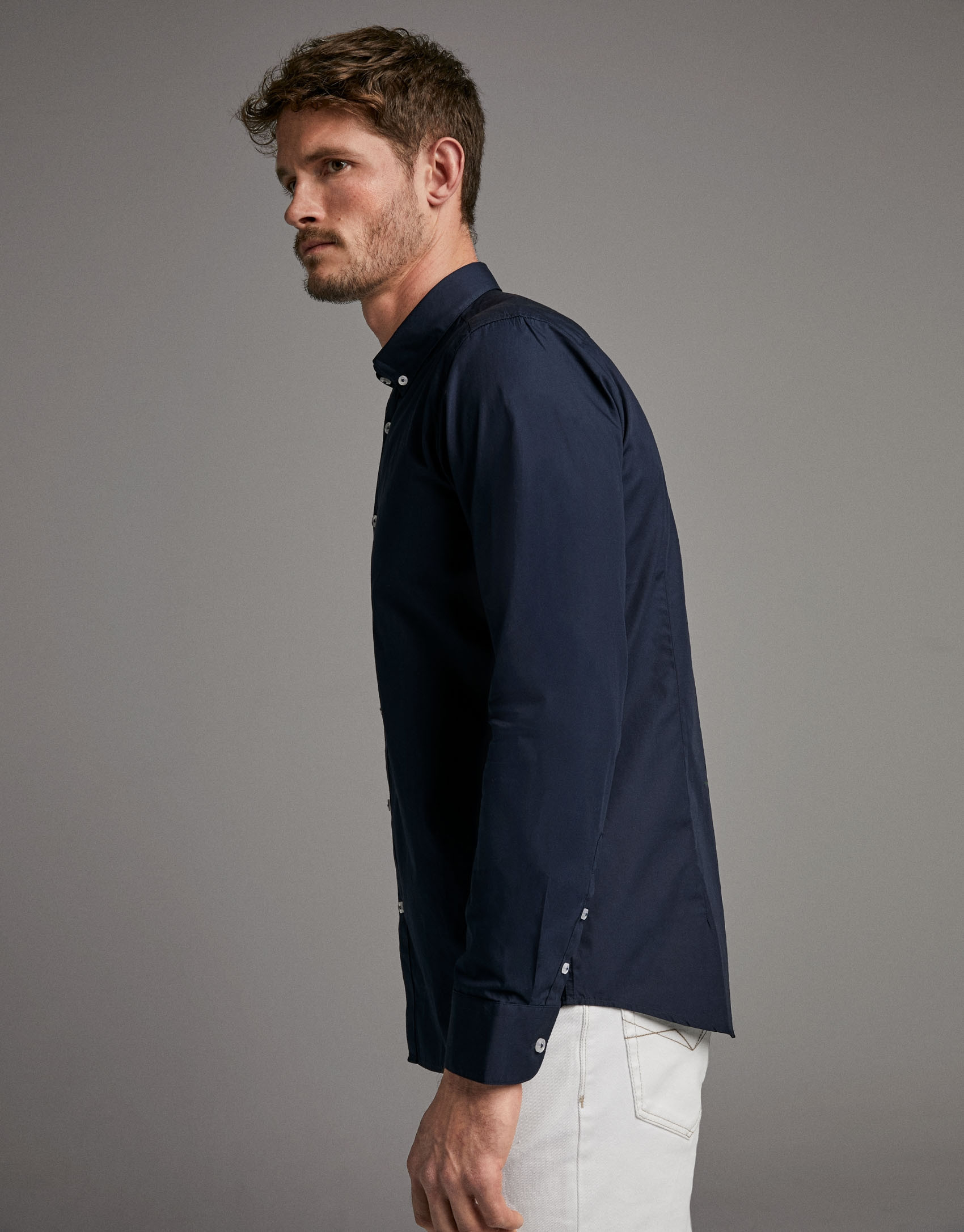 Navy blue poplin sport shirt - Man - SS2020 | Roberto Verino