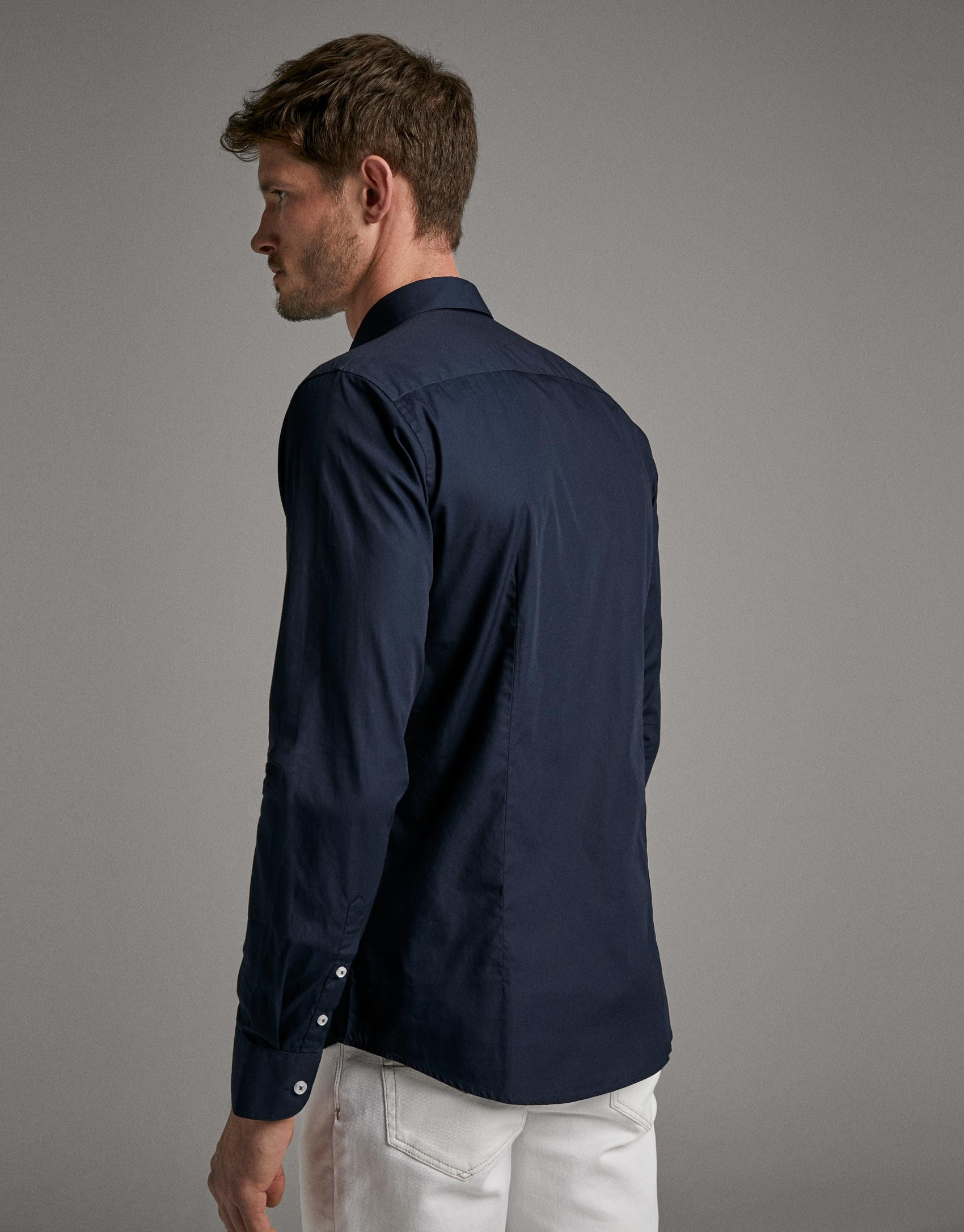 Navy blue poplin sport shirt - Man - SS2020 | Roberto Verino