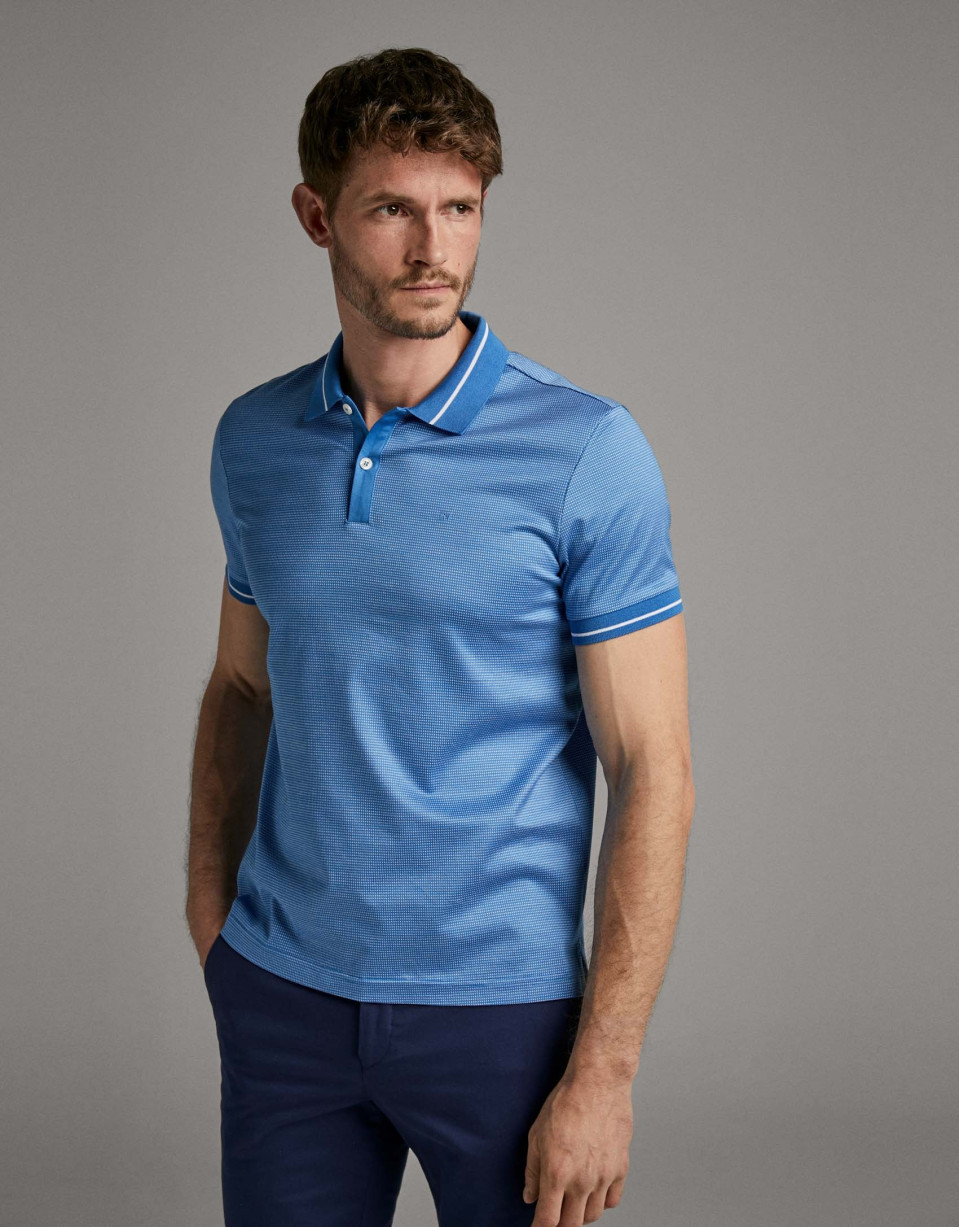 Polo jacquard azulón/blanco - Hombre - PV2020 | Roberto Verino