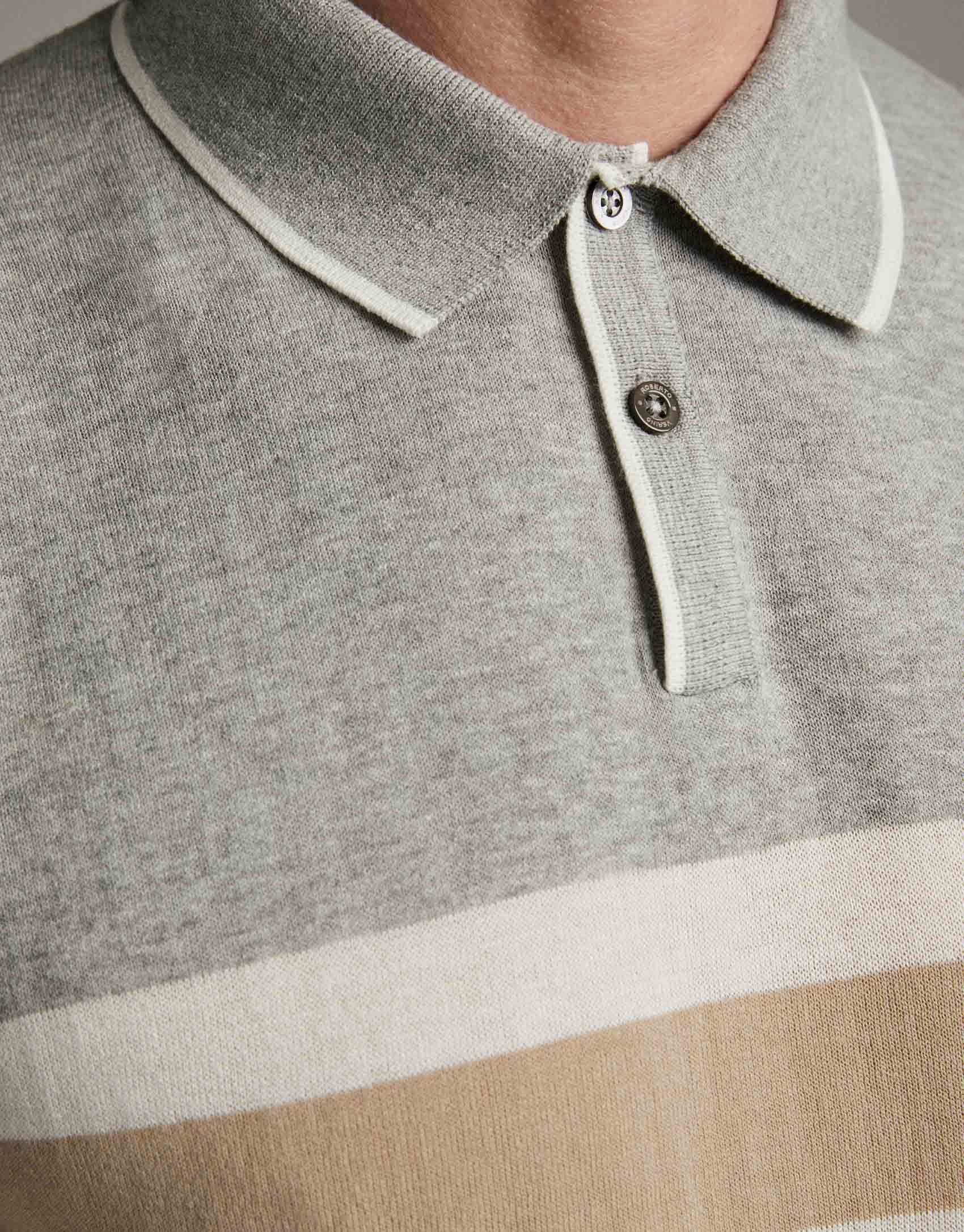 Polo tricot gris con tostado y blanco - Hombre | Roberto Verino