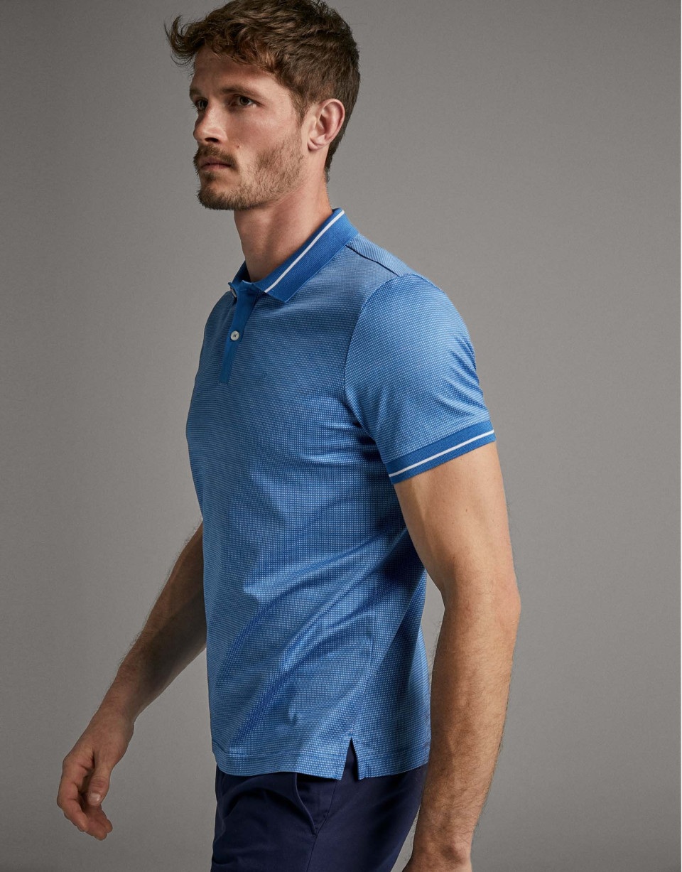 Polo jacquard azulón/blanco - Hombre - PV2020 | Roberto Verino