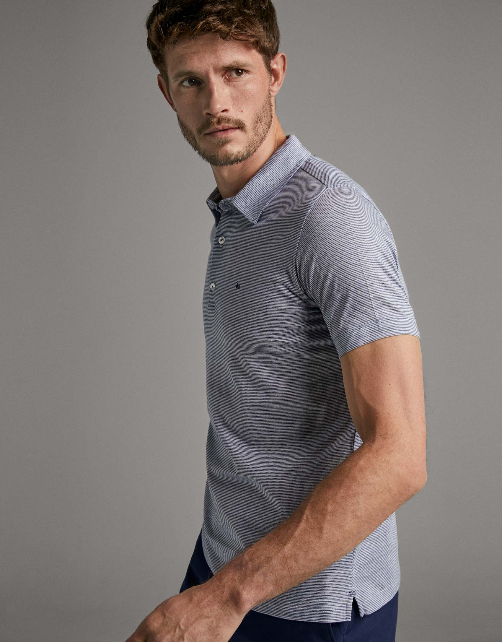 Blue pin-striped polo shirt - Man - SS2020 | Roberto Verino
