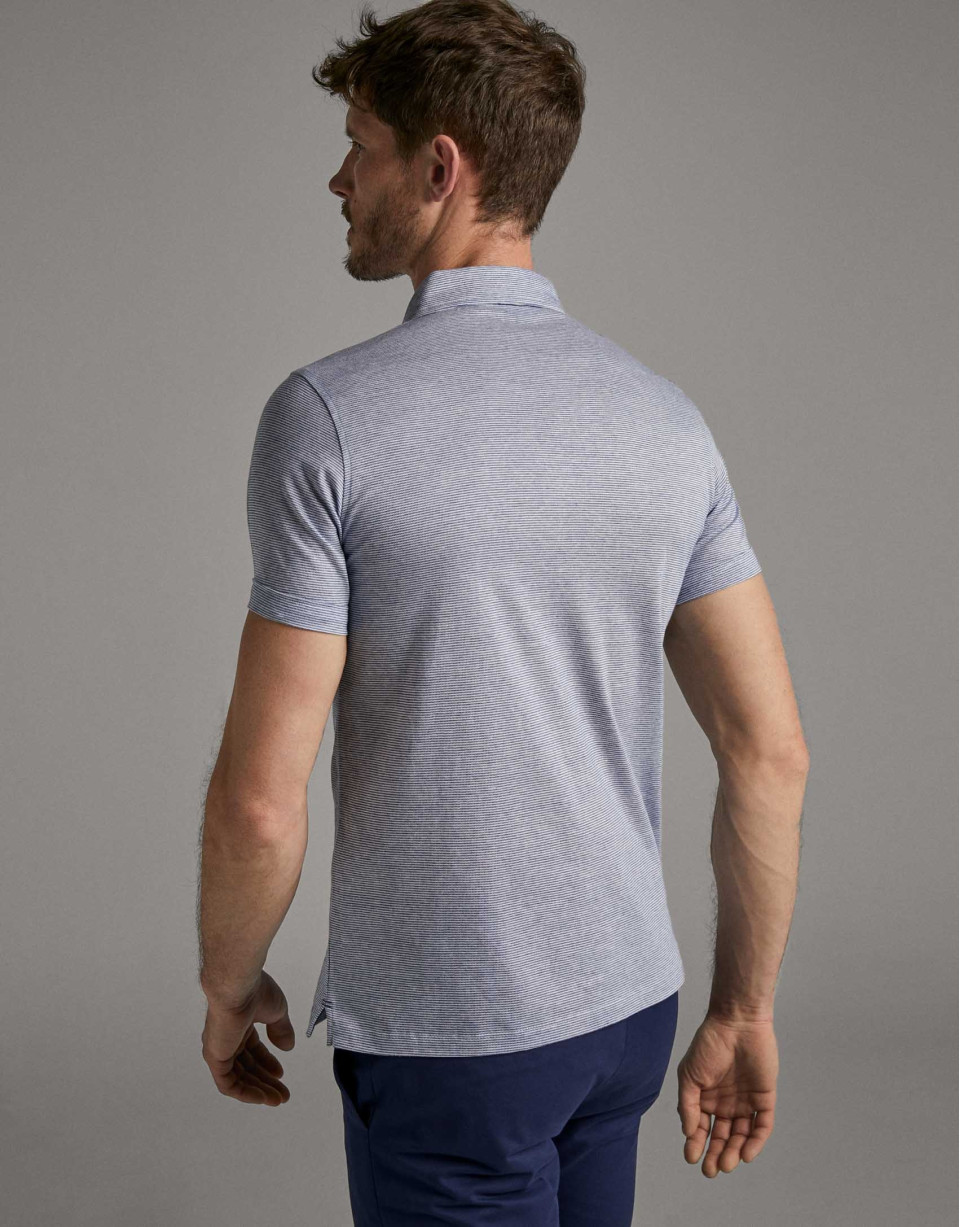 Blue pin-striped polo shirt - Man - SS2020 | Roberto Verino