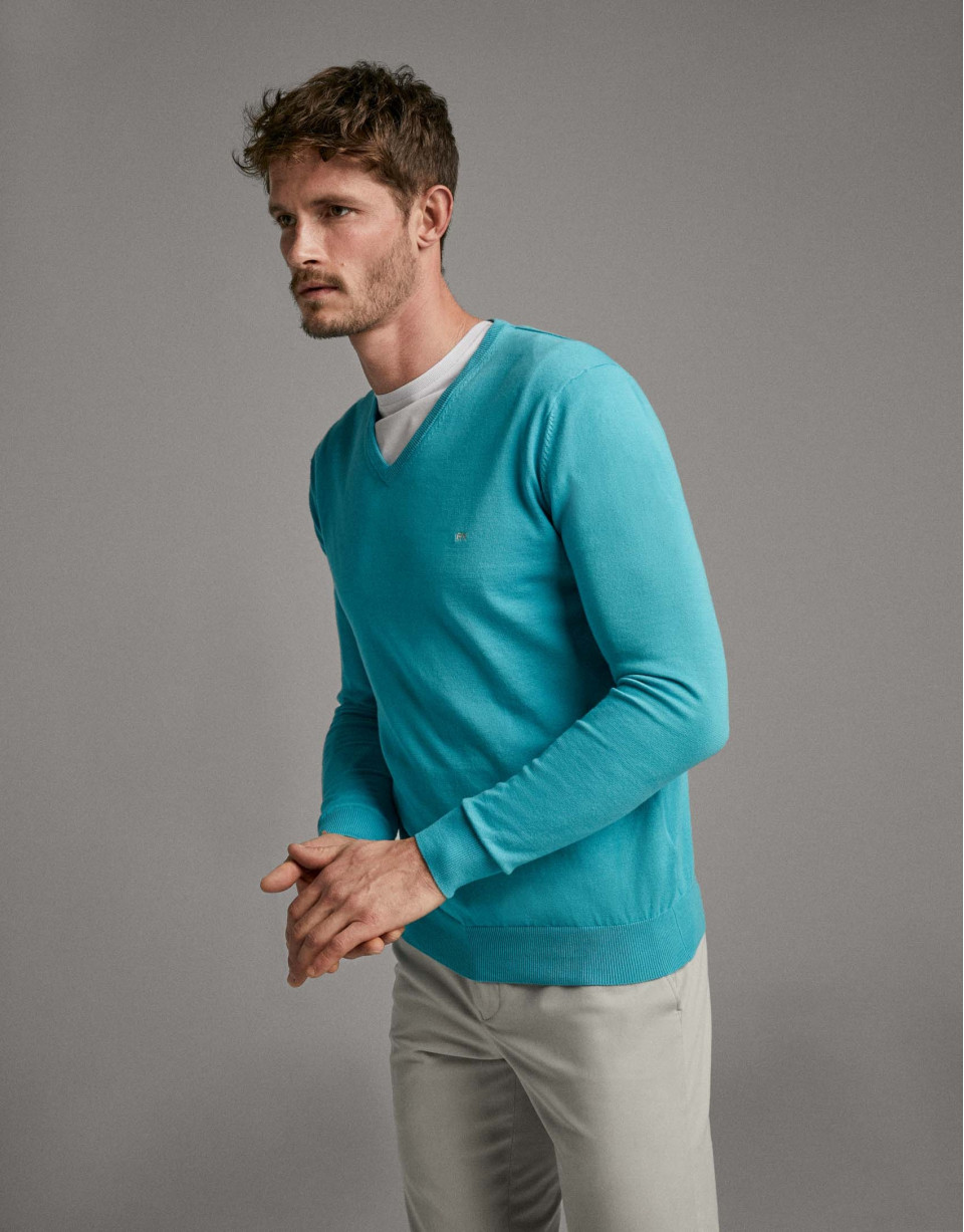 Aquamarine, turtleneck sweater - Man - SS2020 | Roberto Verino