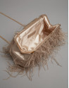 Light beige Manuk clutch bag with ostrich feathers