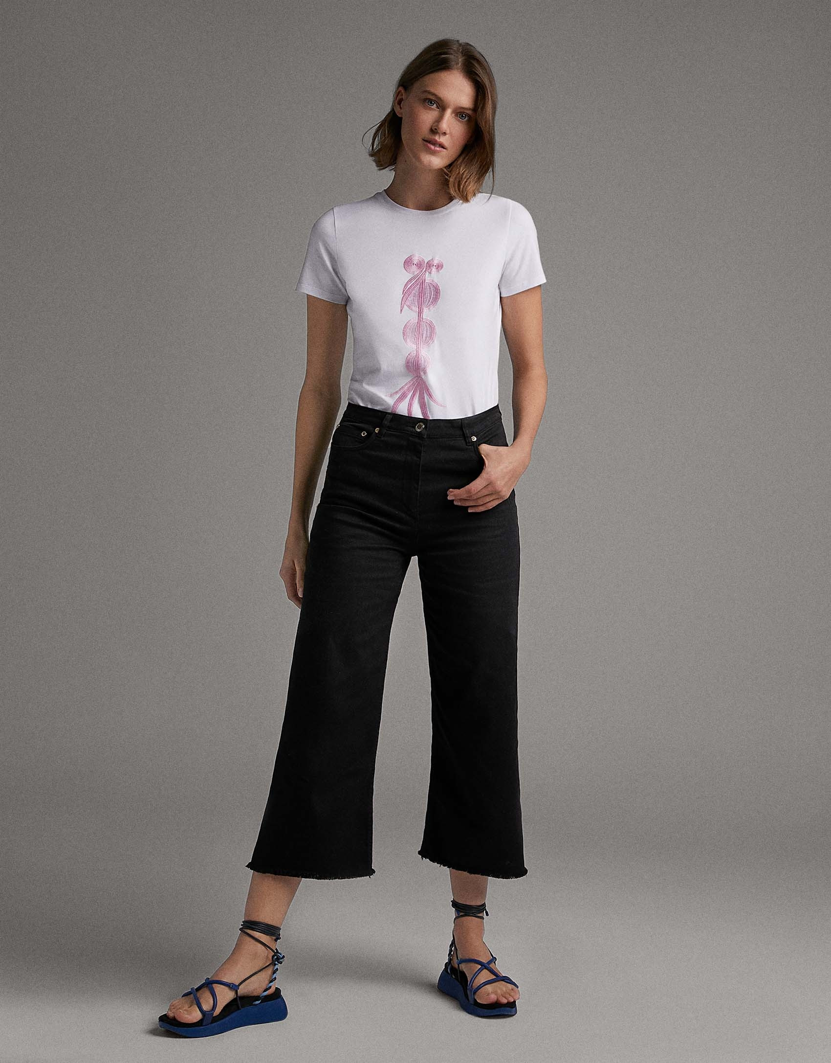 Pantalón vaquero pierna ancha negro - Mujer | Roberto Verino