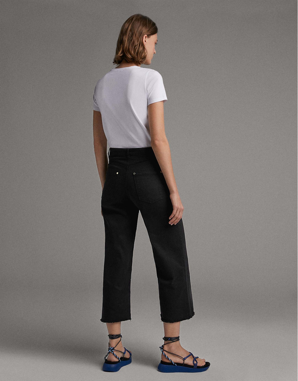 Pantalón vaquero pierna ancha negro - Mujer | Roberto Verino