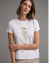 Camiseta blanca con bordado étnico beige | Roberto Verino