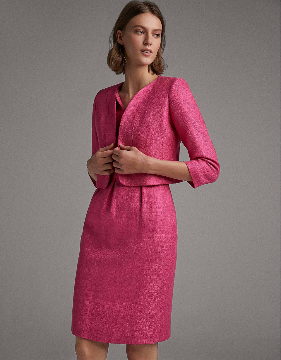 Vestido midi fucsia corte tulipán - Mujer | Roberto Verino