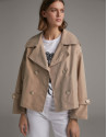 Parka corta doble botonadura beige