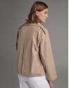 Short beige parka with double row of buttons