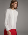 Camisa manga larga crudo con tablillas - Mujer | Roberto Verino