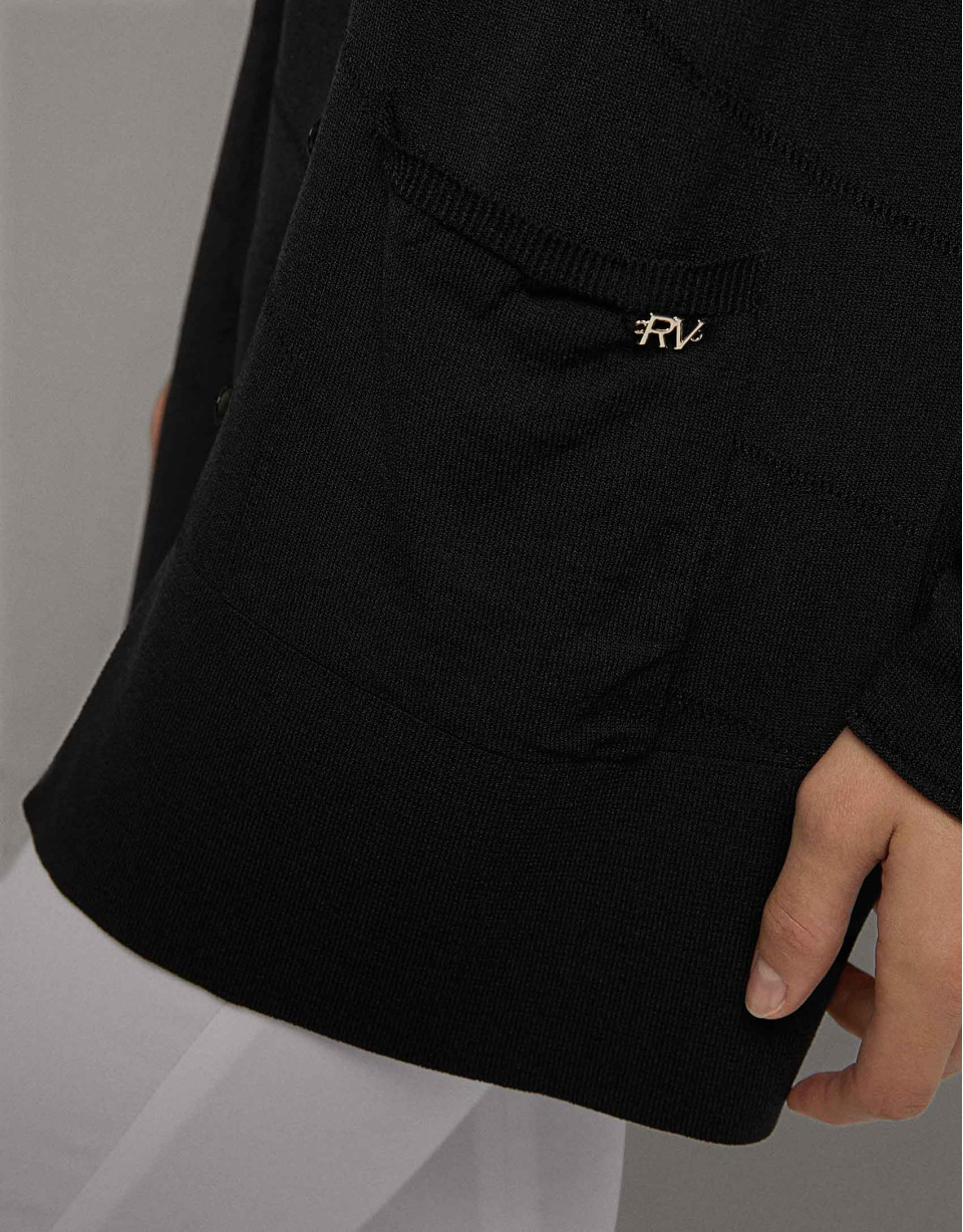 Chaqueta larga de punto fantasía negro - Mujer | Roberto Verino