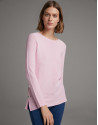 Jersey rosa con abertura lateral y botón de ... | Roberto Verino