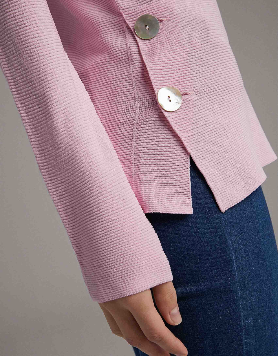 Pink sweater with side slit and mother of ... | Roberto Verino