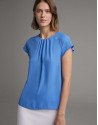 Blue blouse with short raglan sleeves - Woman | Roberto Verino