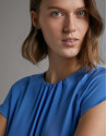 Blue blouse with short raglan sleeves - Woman | Roberto Verino