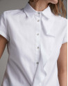 Loose white blouse with short sleeves  - Woman | Roberto Verino