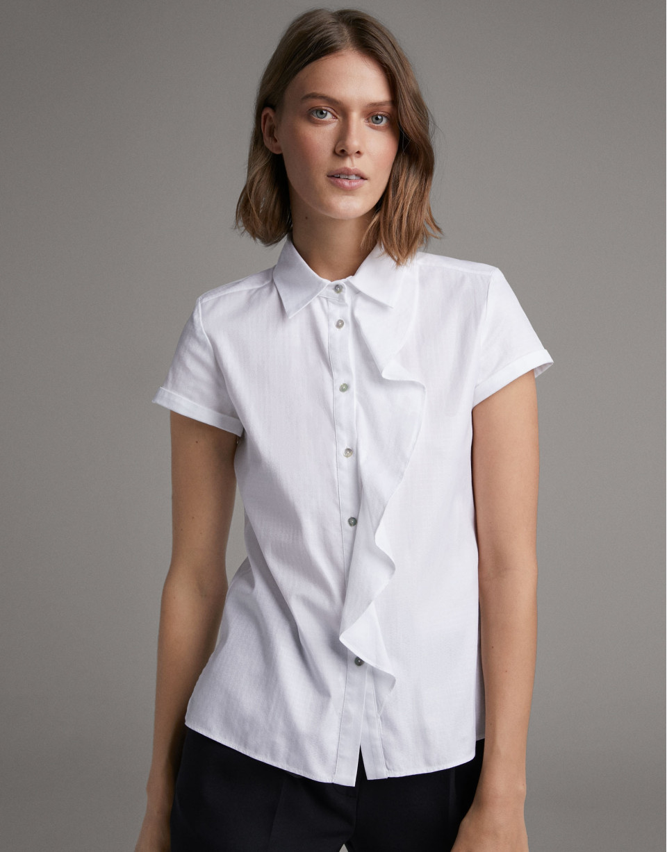 Loose white blouse with short sleeves  - Woman | Roberto Verino