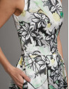 Long party dress with green floral print | Roberto Verino