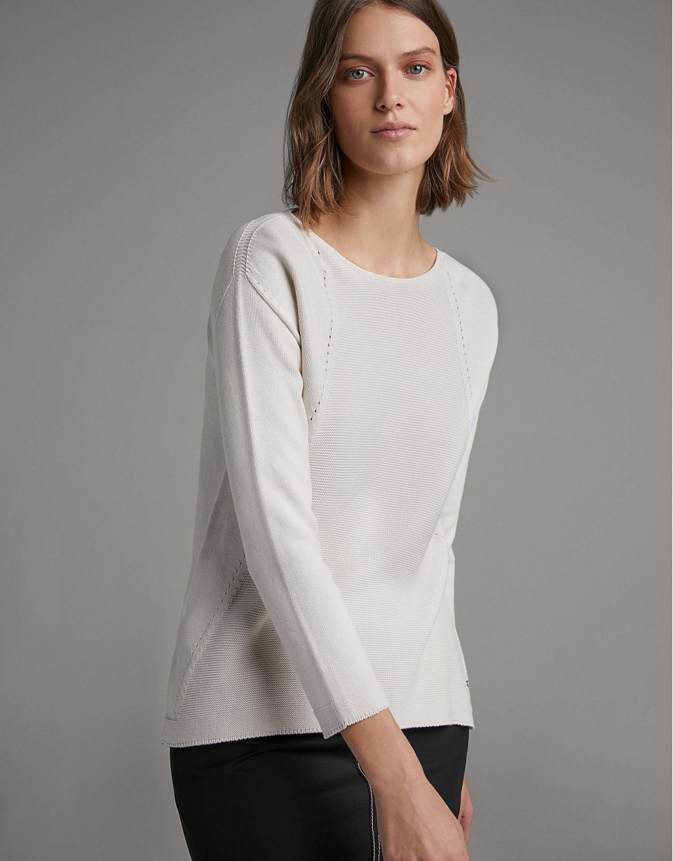 Beige sweater with French sleeves - Woman | Roberto Verino