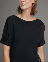 Black striped oversize sweater with bat sleeves | Roberto Verino