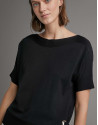 Black striped oversize sweater with bat sleeves | Roberto Verino