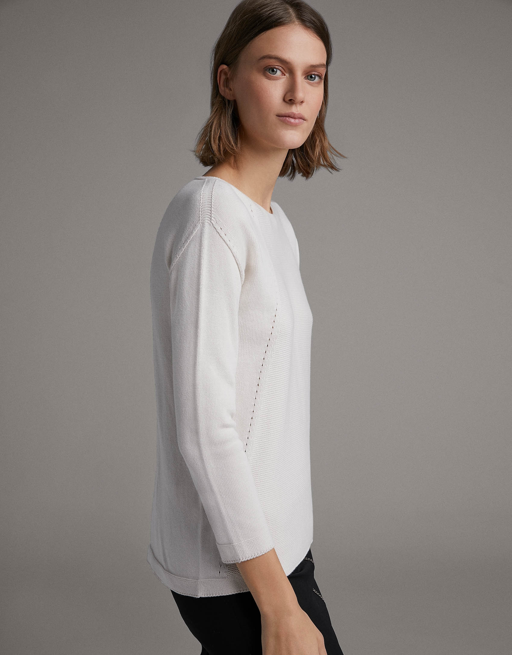 Beige sweater with French sleeves - Woman | Roberto Verino