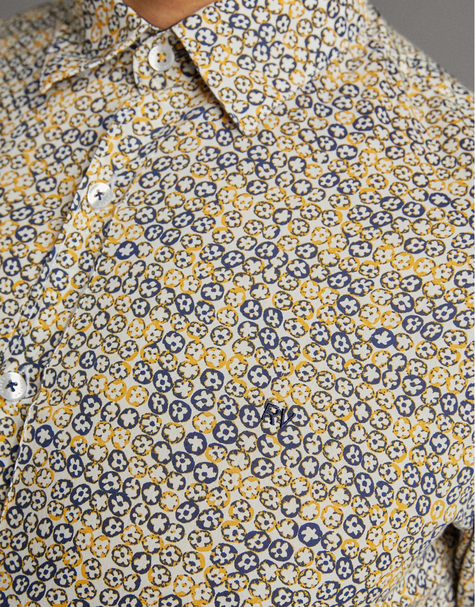 Yellow floral print sport shirt - Man - SS2020 | Roberto Verino